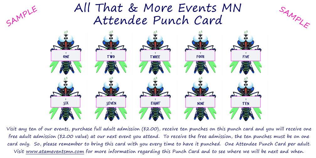 All That & More Events MN Attendee Punch Card